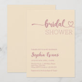 ミニマリストボホバラ金ゴールドシャンパンブライダルシャワー 招待状 (正面/裏面)