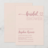 ミニマリストボホバラ金ゴールドピンククリームブライダルシャワー 招待状 (正面/裏面)