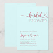 ミニマリストボホバラ金ゴールドライトシアンブライダルシャワー 招待状 (正面/裏面)