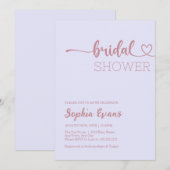 ミニマリストボホバラ金ゴールドラベンダーブライダルシャワー 招待状 (正面/裏面)