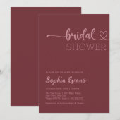 ミニマリストボホバラ金ゴールドレッドワインブライダルシャワー 招待状 (正面/裏面)