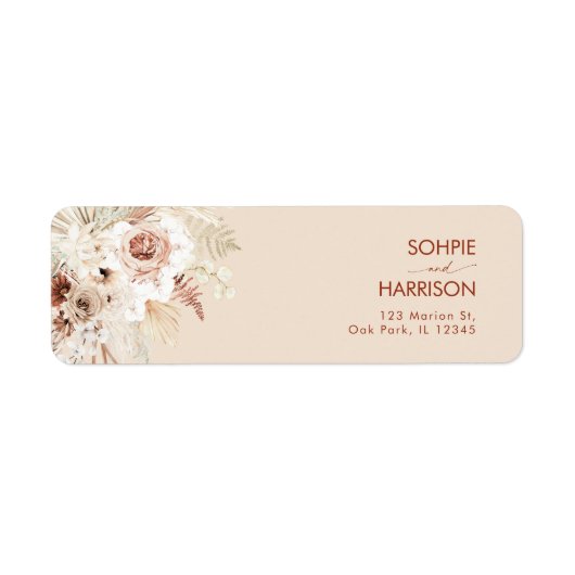 ミニマリストボホパンパスグラス差出人住所ラベル ラベル (正面)