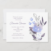 ミニマリストボホパープルフローラベビーシャワー 招待状 (正面)