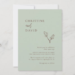ミニマリストボホフローラセージ結婚式招待状 招待状