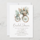 ミニマリストボホフローラ自転車ブライダルシャワー 招待状 (正面)