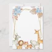 ミニマリストボホブルーフローラサファリボーイベビーシャワー 招待状 (裏面)
