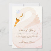 ミニマリストボホプリンセススワンガールベビーシャワー サンキューカード (正面)