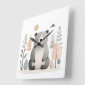 ミニマリストボホベアーウッズかわいい子供部屋キッズルーム スクエア壁時計 (傾斜)