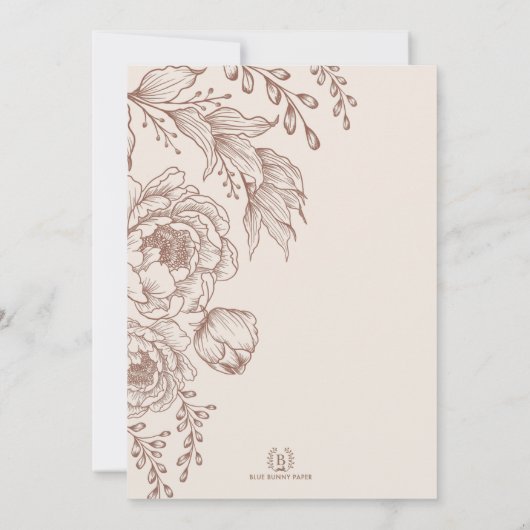 ミニマリストボホボタニカルテラコッタホワイト結婚ズ 招待状 (裏面)