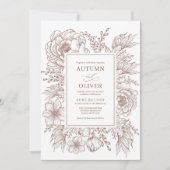ミニマリストボホボタニカルテラコッタホワイト結婚ズ 招待状 (正面)