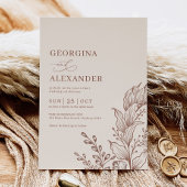 ミニマリストボホボタニカルテラコッタ結婚の招待 招待状