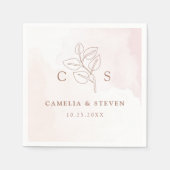 ミニマリストボホボタニカルテラコッタ結婚ズ スタンダードカクテルナプキン (正面)