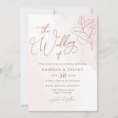 ミニマリストボホボタニカルテラコッタ結婚ズ 招待状 (正面)