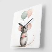 ミニマリストボホマウスバルーン子供部屋キッズルーム スクエア壁時計 (傾斜)