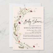 ミニマリストボホリースワイルドフラワーベビーシャワー 招待状 (正面)