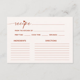 ミニマリストボホレシピブライダルシャワー エンクロージャーカード