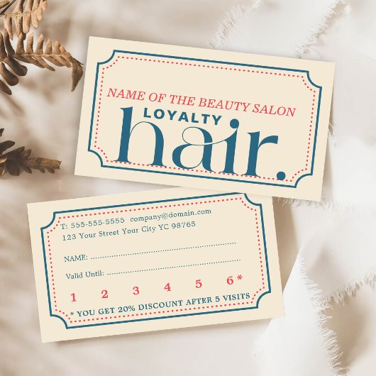 ミニマリストボホレトロブルー美しいロイヤリティカード ロイヤリティカード