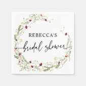 ミニマリストボホワイルドフラワーグリーンブライダルシャワー スタンダードカクテルナプキン (正面)