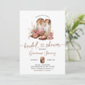 ミニマリストボホーカウボーイブーツブライダルシャワー 招待状 (スタンド正面)