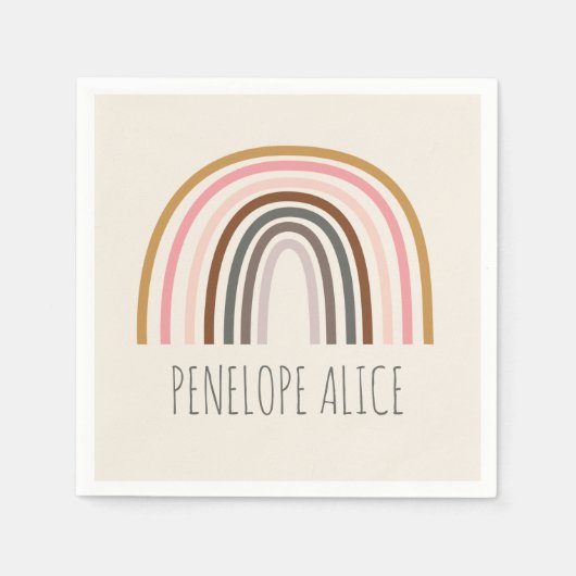 ミニマリストボホーレインボーパーソナライズされたスケッチ スタンダードカクテルナプキン (正面)