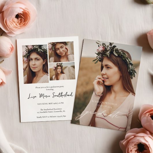 ミニマリストボホー卒業パーティー招待状 招待状