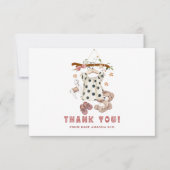 ミニマリストボホ新生児シャワーガールクローセスライン サンキューカード (正面)