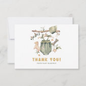 ミニマリストボホ新生児シャワーガールクローセスライン サンキューカード (正面)