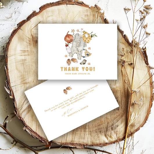 ミニマリストボホ新生児シャワーボーイクロセスライン サンキューカード