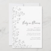 ミニマリストボホ白黒フローラアートベビーシャワー 招待状 (正面)