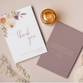 ミニマリストボホ秋フローラブライダルシャワー サンキューカード