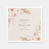 ミニマリストボホ秋結婚フローラ スタンダードカクテルナプキン (正面)