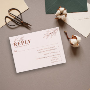 ミニマリストボホ赤面テラコッタ結婚ズミールRSVP 出欠カード
