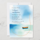ミニマリストボートパーティーフォーヒムレイク誕生日 招待状 (正面)