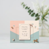 ミニマリストポストパステル誕生日招待状カード 招待状 (スタンド正面)