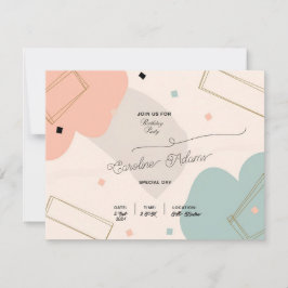 ミニマリストポストパステル誕生日招待状カード 招待状