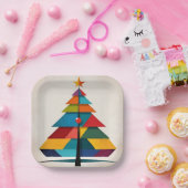 ミニマリストポップ・アートのアートジオメトリッククリスマスツリー ペーパープレート (パーティー)