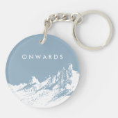 ミニマリストマウンテンイラストレーションアイスブルー キーホルダー (裏面)