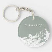 ミニマリストマウンテンイラストレーション淡い色のオリーブ キーホルダー (正面)