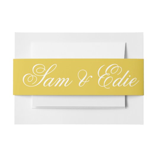 ミニマリストマスタードイエロー 招待状ベリーバンド (正面例)