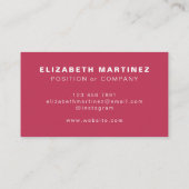 ミニマリストマゼンタピンクモダンプロフェッショナルカスタム 名刺 (裏面)