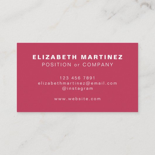 ミニマリストマゼンタピンクモダンプロフェッショナルカスタム 名刺 (裏面)