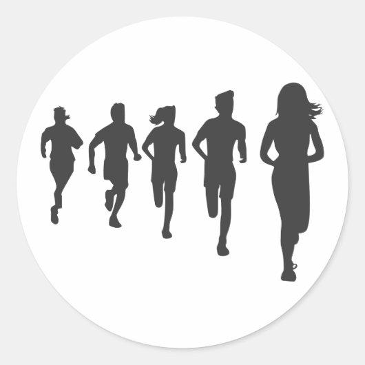 ミニマリストマラソンランナーシルエット ラウンドシール (正面)