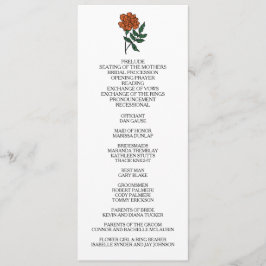 ミニマリストマリゴールド結婚式 プログラム