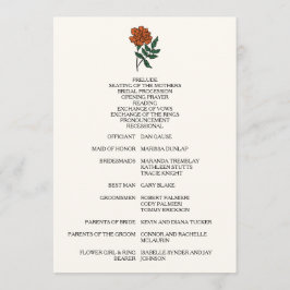 ミニマリストマリゴールド結婚式 プログラム