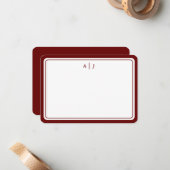 ミニマリストマルーンモノグラム縁どラウンド ノートカード (正面/裏面インサイチュ)