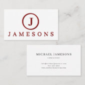 ミニマリストマルーン・モノグラム・ロゴ・エンボス効果 名刺 (正面/裏面)