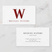 ミニマリストマルーン・モノグラム・ロゴ・エンボス効果 名刺 (正面/裏面)