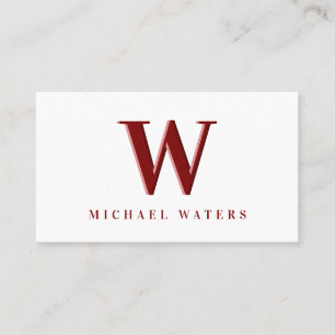 ミニマリストマルーン・モノグラム・ロゴ・エンボス効果 名刺