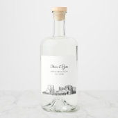 ミニマリストマートルビーチ結婚式カスタム リキュールボトルラベル (正面)
