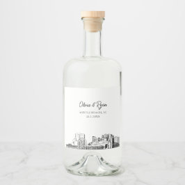 ミニマリストマートルビーチ結婚式カスタム リキュールボトルラベル